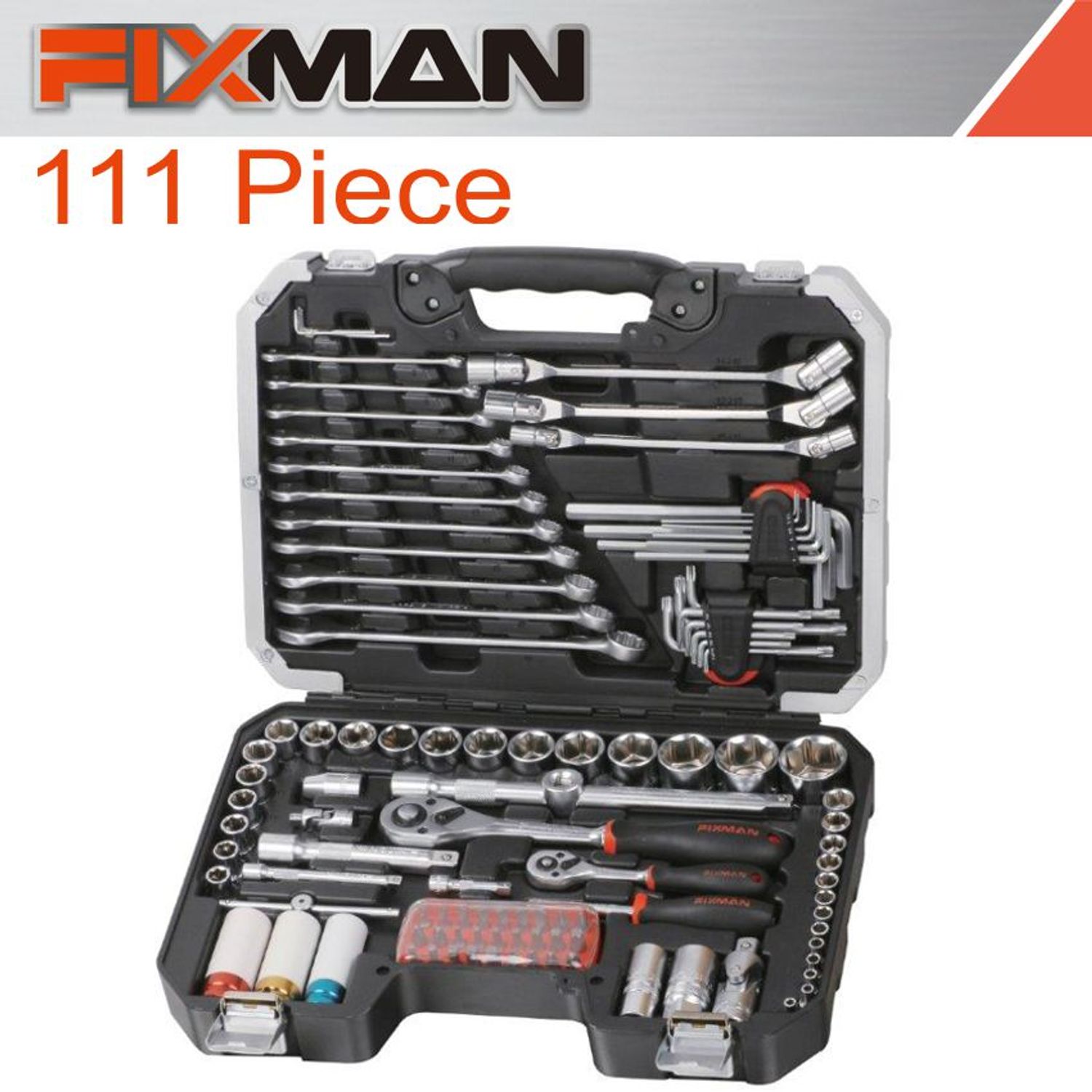 FIXMAN Socket Tool Set 111pc 1/4'&1/2' Drive